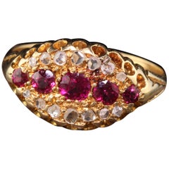 ruby ring in english Antique Victorian English 18 Karat Yellow Gold Ruby and Rose Cut Diamond Ring