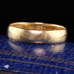 Antique Victorian English 18K Yellow Gold Classic Wide Wedding Band - 10 1/2