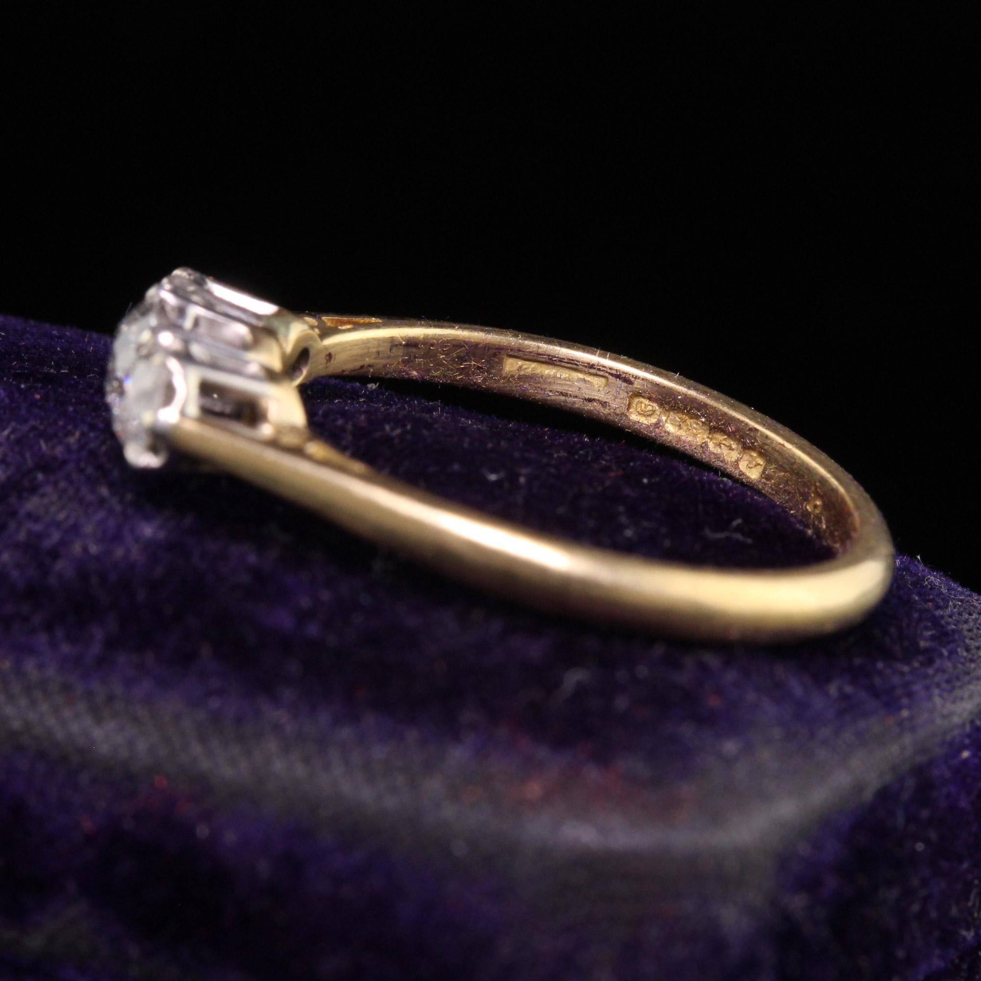 Antique Victorian English 18k Yellow Gold Old European Diamond Three Stone Ring In Good Condition In Great Neck, NY