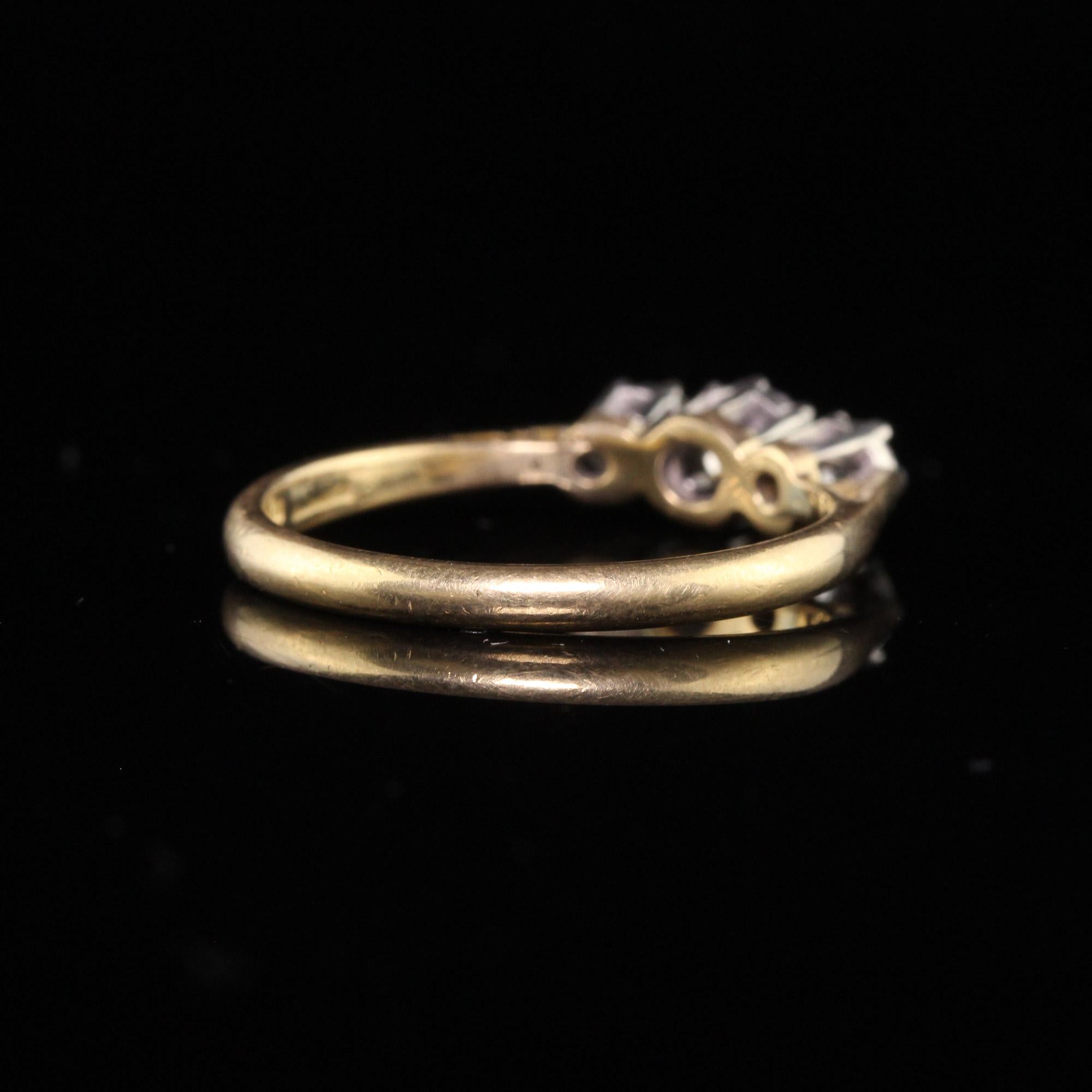 Antique Victorian English 18k Yellow Gold Old European Diamond Three Stone Ring 1