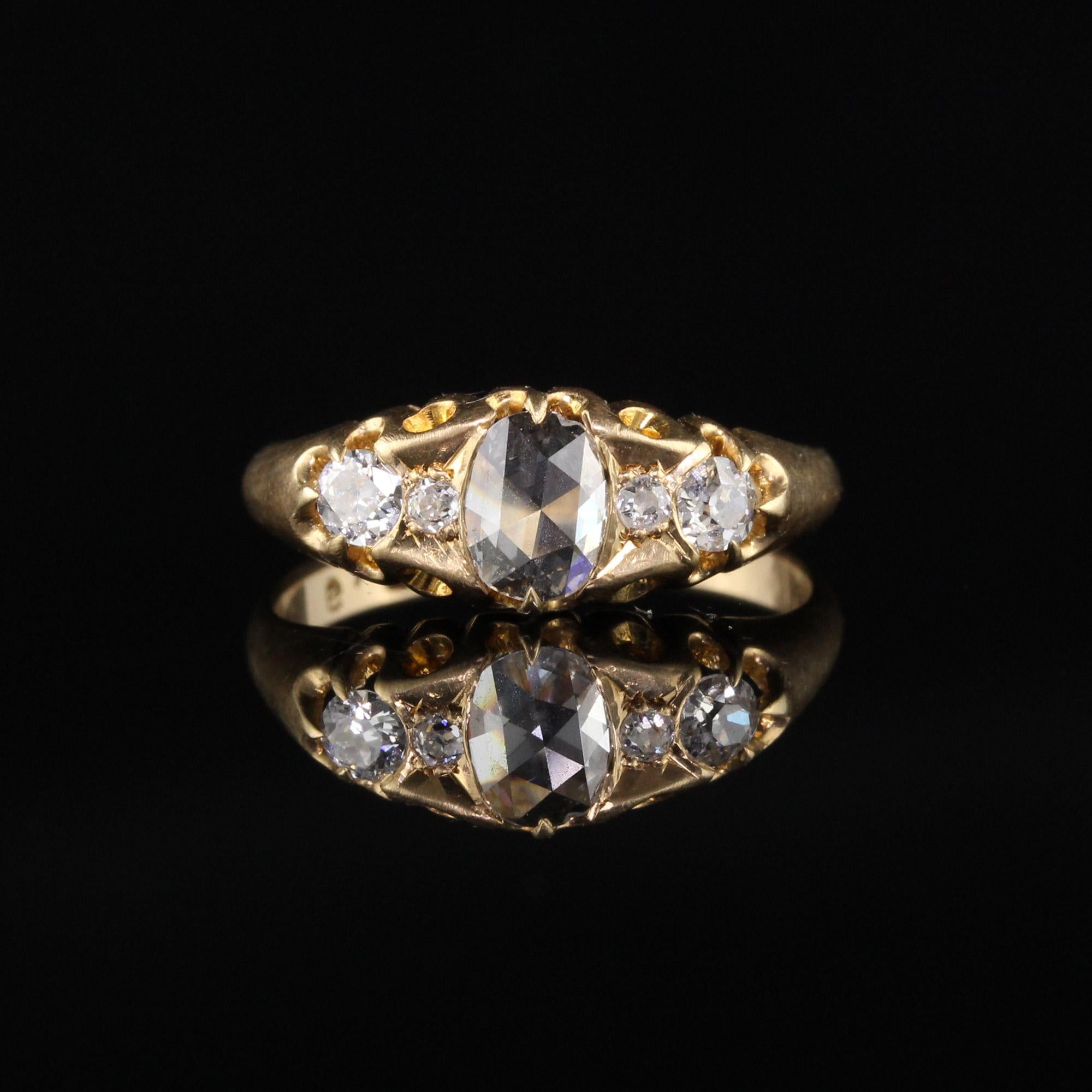 Antique Victorian English 18 Karat Yellow Gold Rose Cut Diamond Engagement Ring In Good Condition In Great Neck, NY