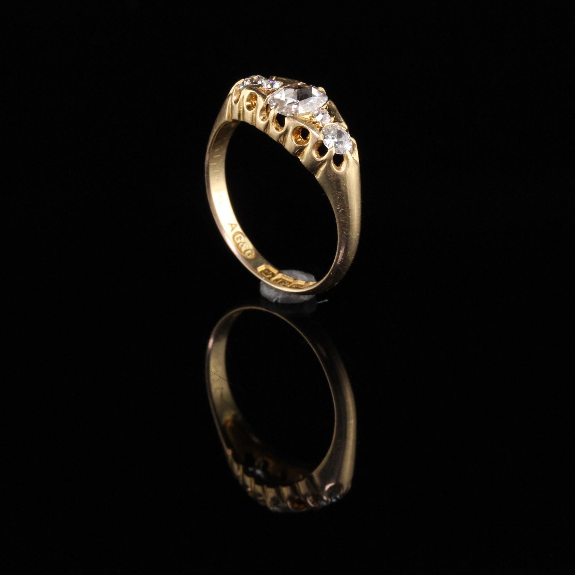 Antique Victorian English 18 Karat Yellow Gold Rose Cut Diamond Engagement Ring 1