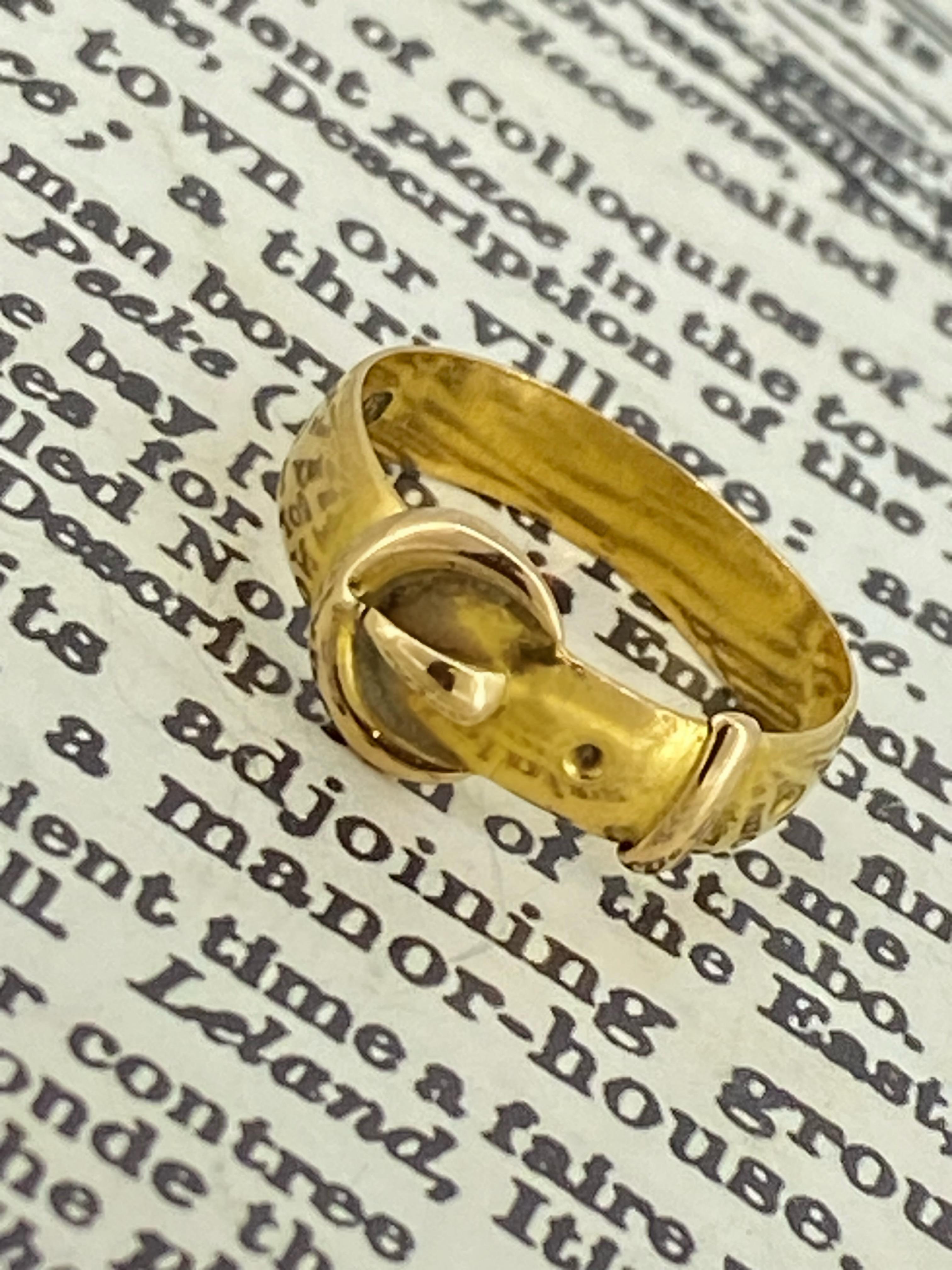 Antique Victorian English 22K Yellow Gold Belt / Buckle Ring. Birmingham c1892. For Sale 3