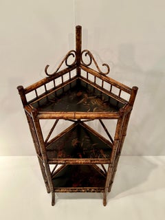 Antique Victorian English Bamboo Corner Etagere