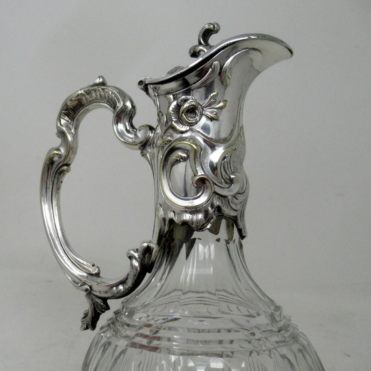 Antique Victorian English Cut Crystal Silver Plated Wine Ewer Claret Jug Pitcher 3