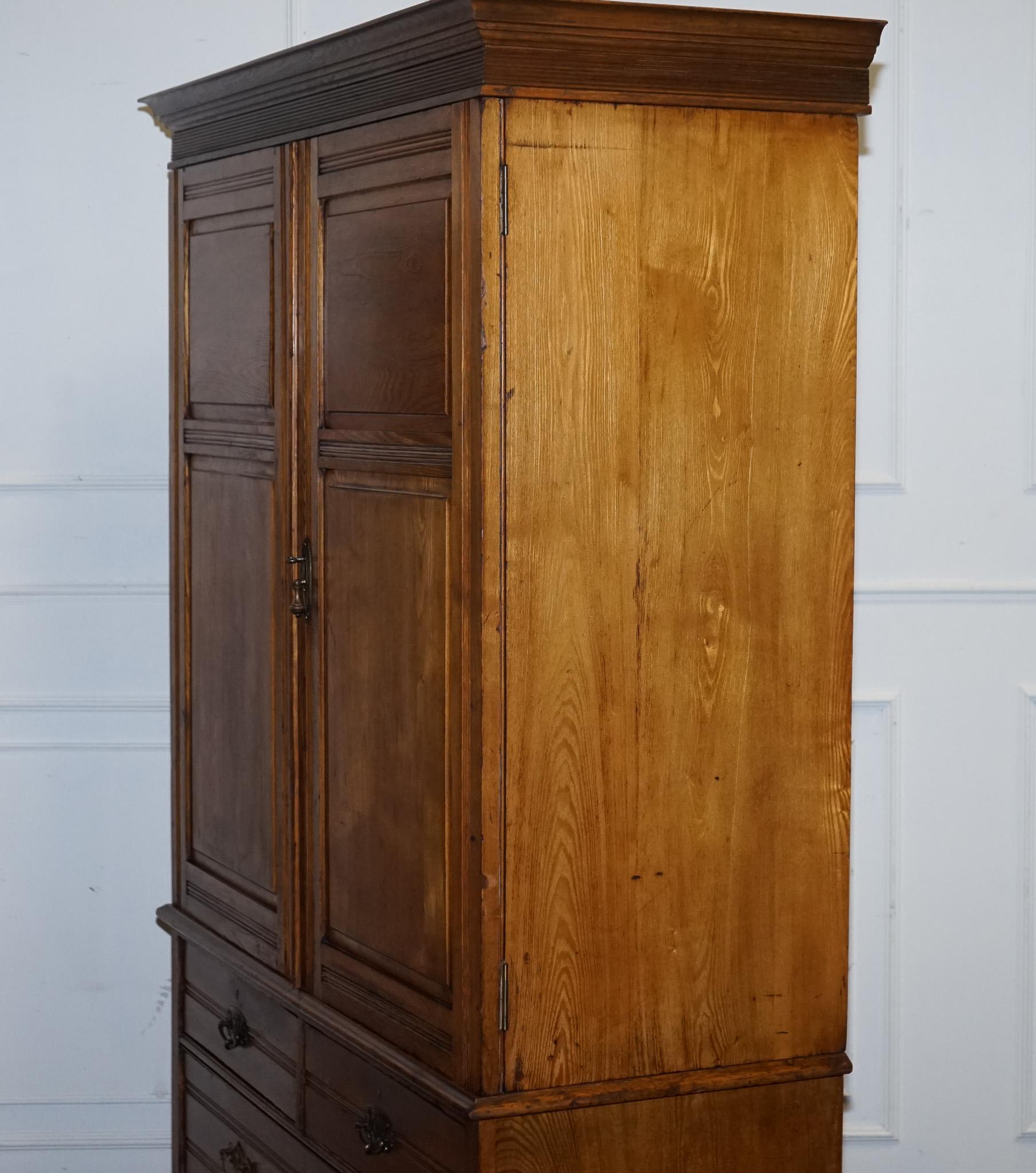 ARMARIO DE PRENSA CON CUATRO CAJONES EN ROBLE INGLÉS VICTORIANO ANTiQUE en venta 11