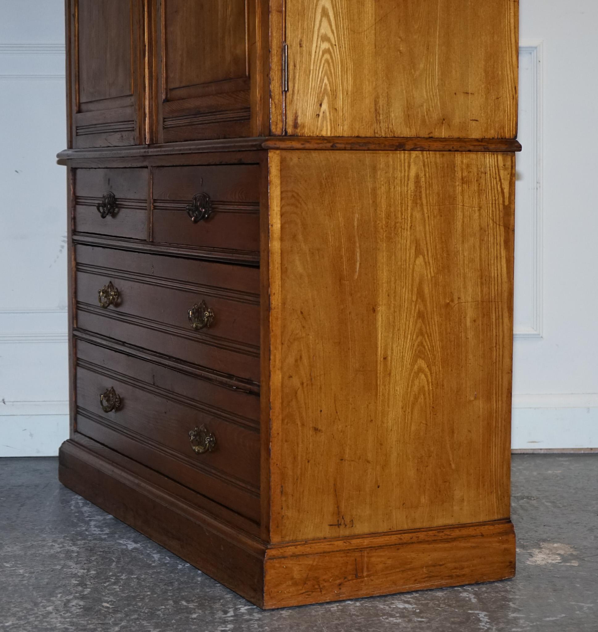 ARMARIO DE PRENSA CON CUATRO CAJONES EN ROBLE INGLÉS VICTORIANO ANTiQUE en venta 12