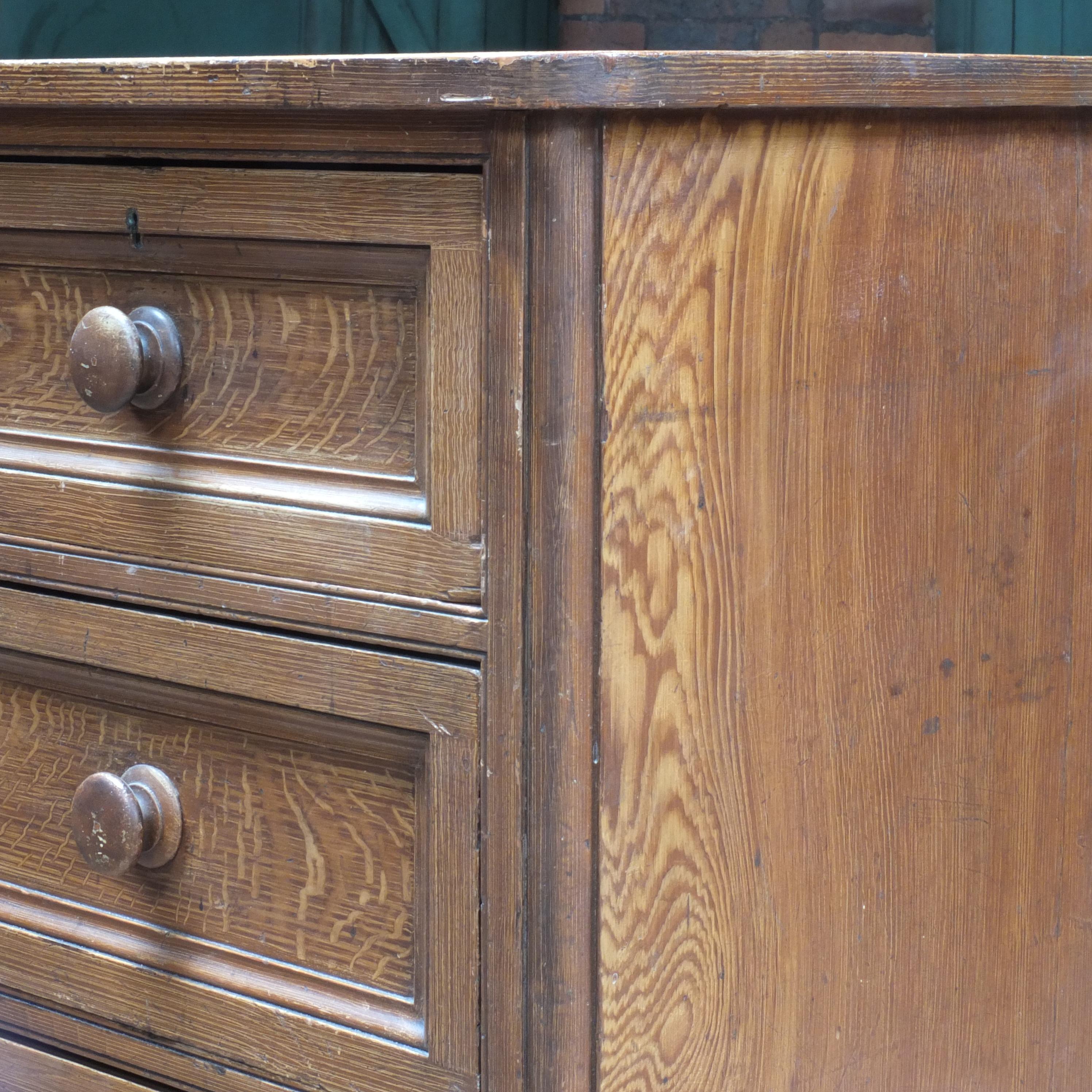 Antique Victorian English Pine Drawers in Faux Oak Paint 4