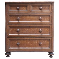 Antique Victorian English Pine Drawers in Faux Oak Paint