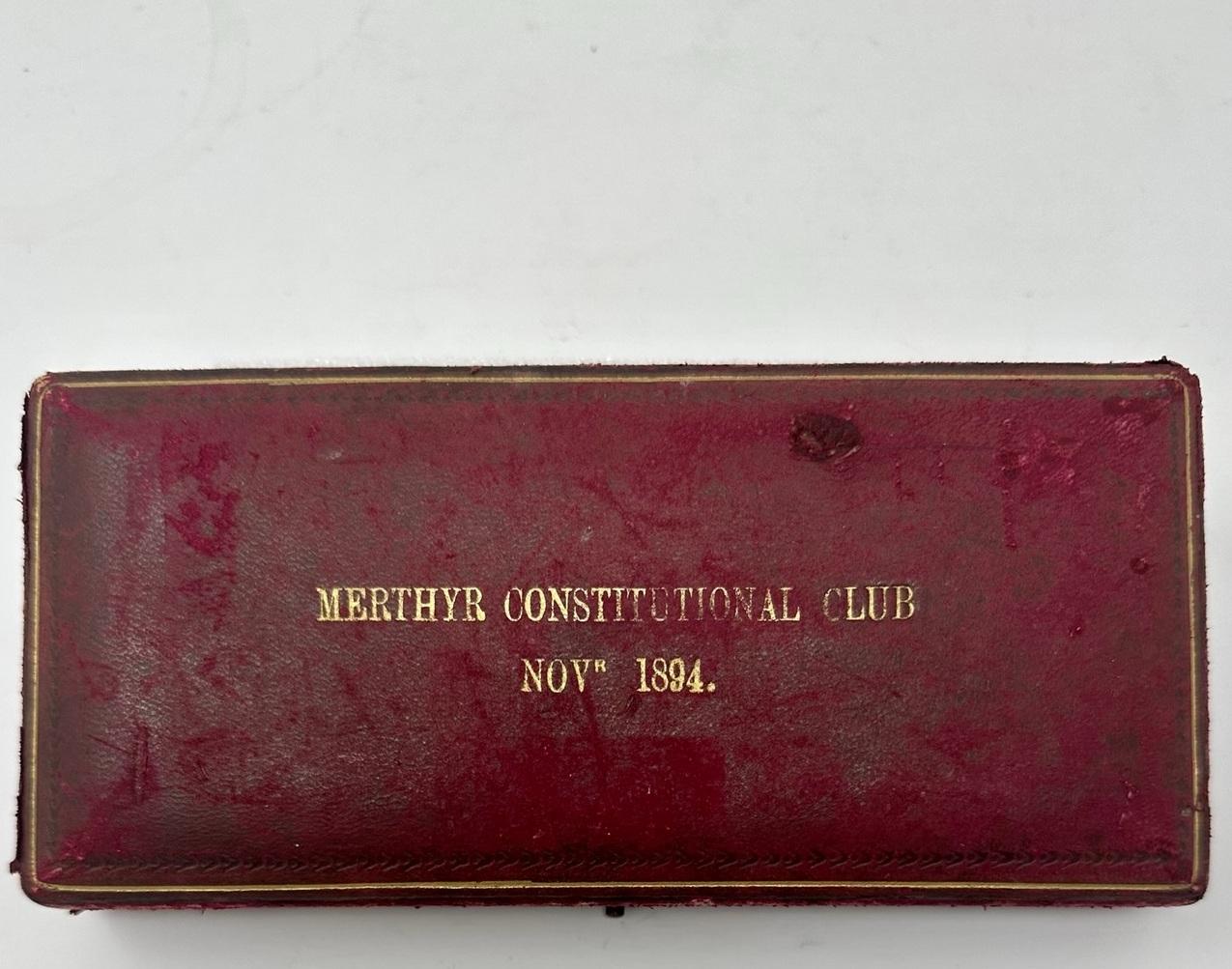 Antique Victorian English Presentation Door Key Merthyr Constitutional Club 1894 For Sale 3