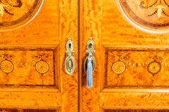 Antique Victorian English Satinwood and Tulipwood Wardrobe 19th Century
