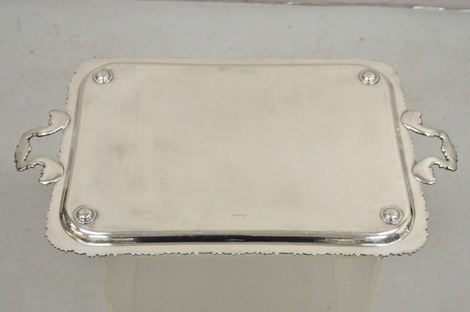Antique Victorian English Sheffield Floral Repousse Serving Platter Tray For Sale 3