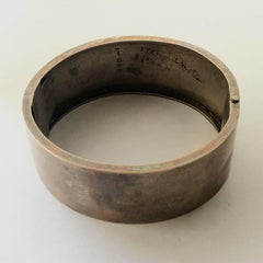 Antique Victorian English Silver Gold Foliate Bangle Bracelet 1886 Hallmark