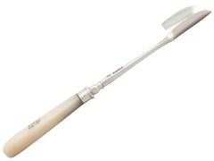 Antique Victorian English Sterling Silver and Mother of Pearl Cheese Scoop