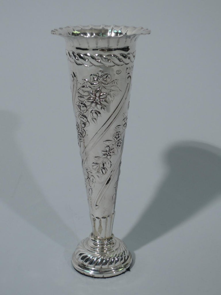 Antique Victorian English Sterling Silver Bud Vase by Comyns For Sale at 1stDibs
