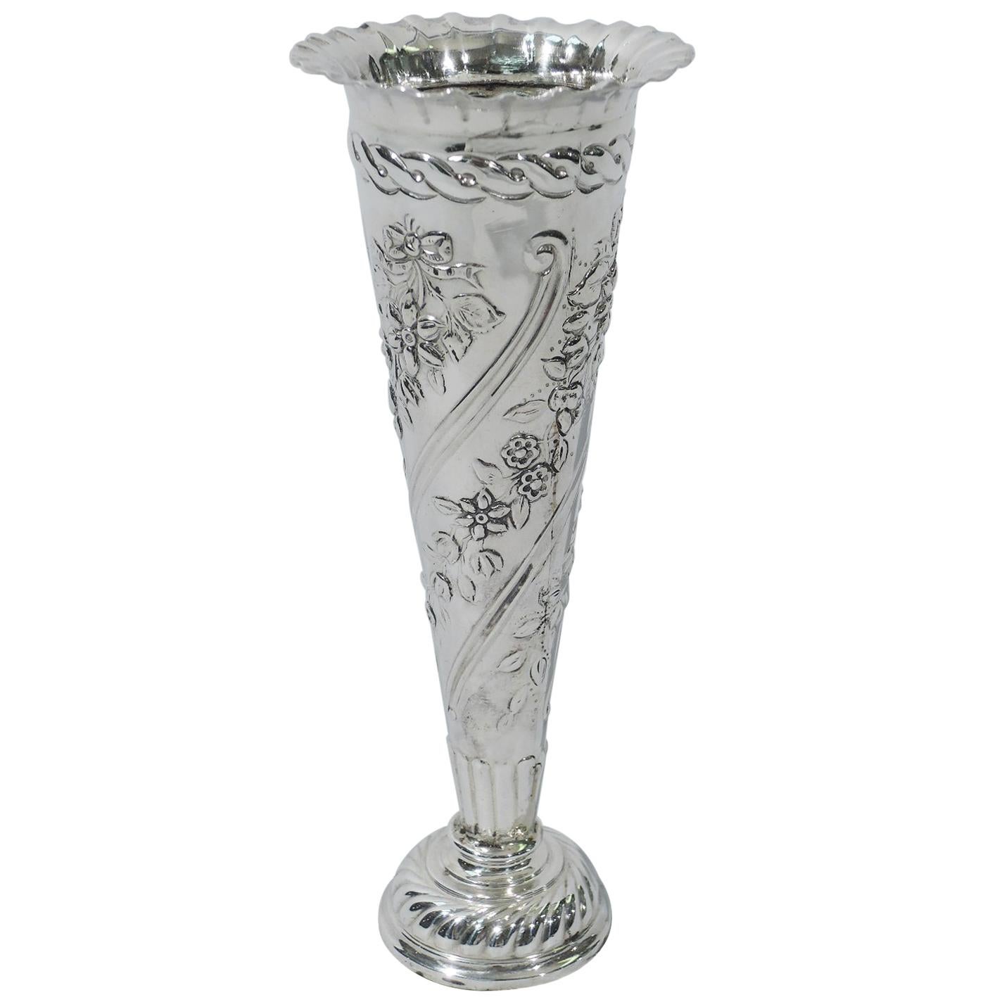 Antique Victorian English Sterling Silver Bud Vase by Comyns For Sale at 1stDibs antique
