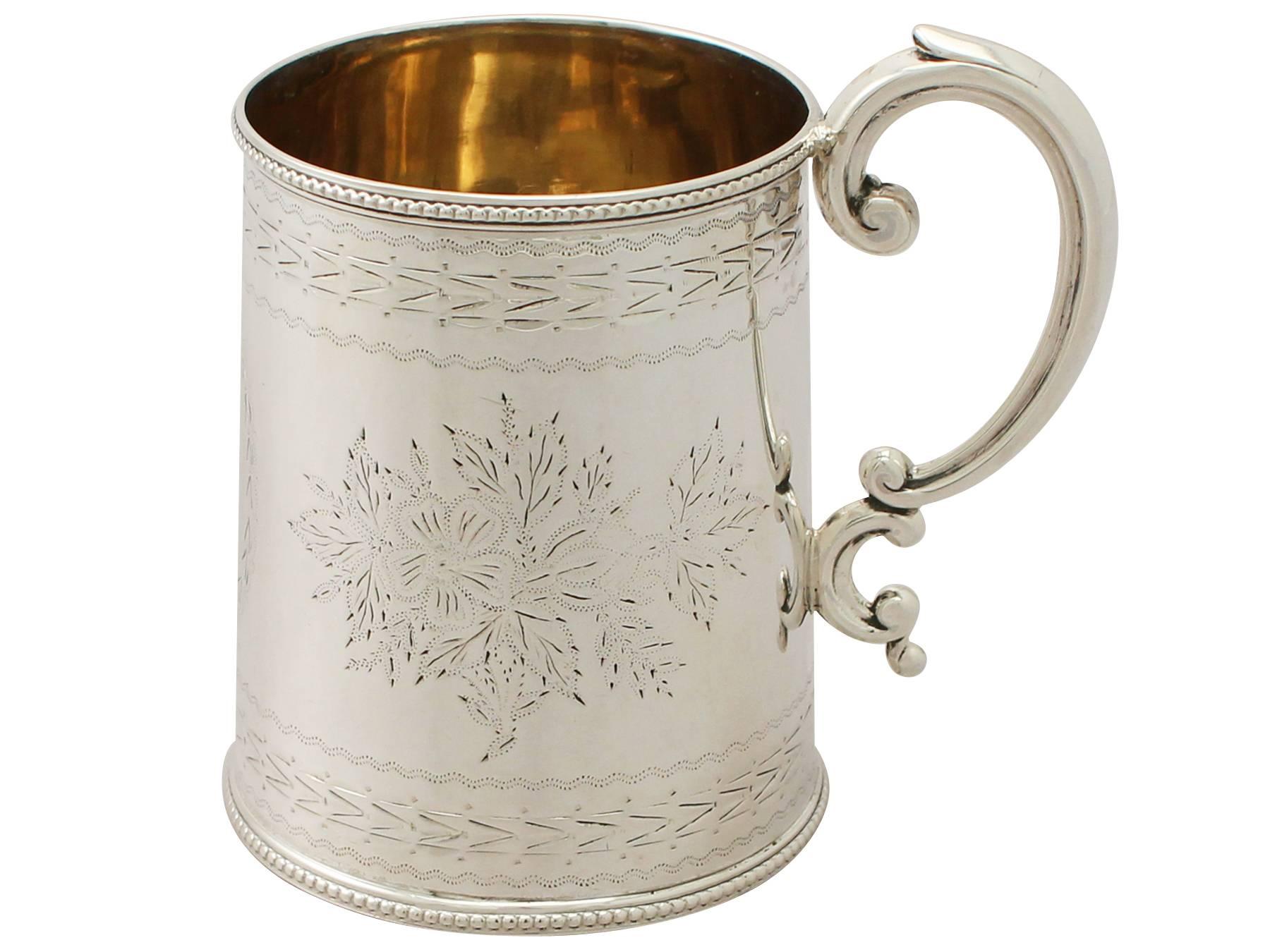 Antique Victorian English Sterling Silver Christening Mug In Excellent Condition In Jesmond, Newcastle Upon Tyne