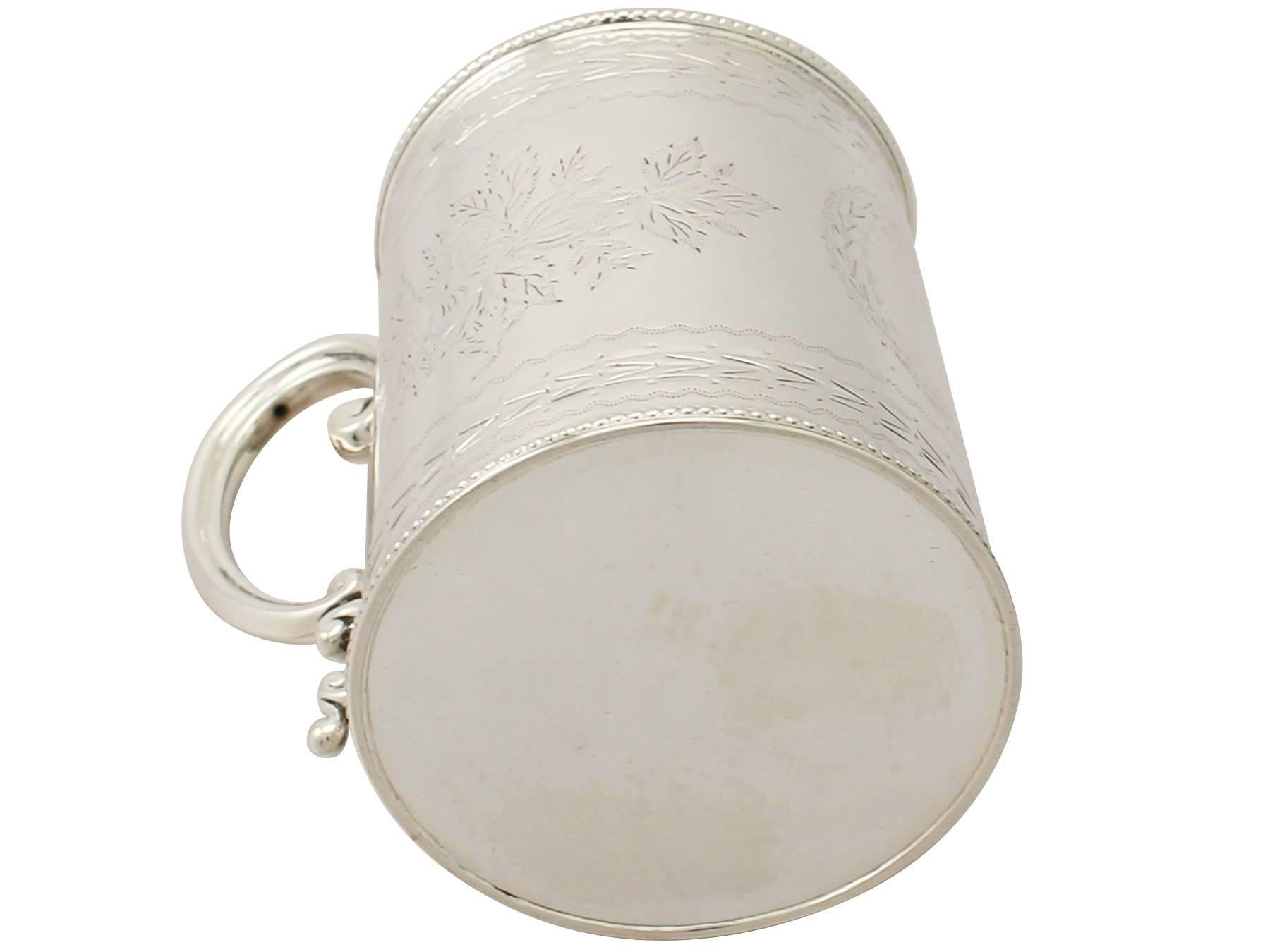 Antique Victorian English Sterling Silver Christening Mug 3