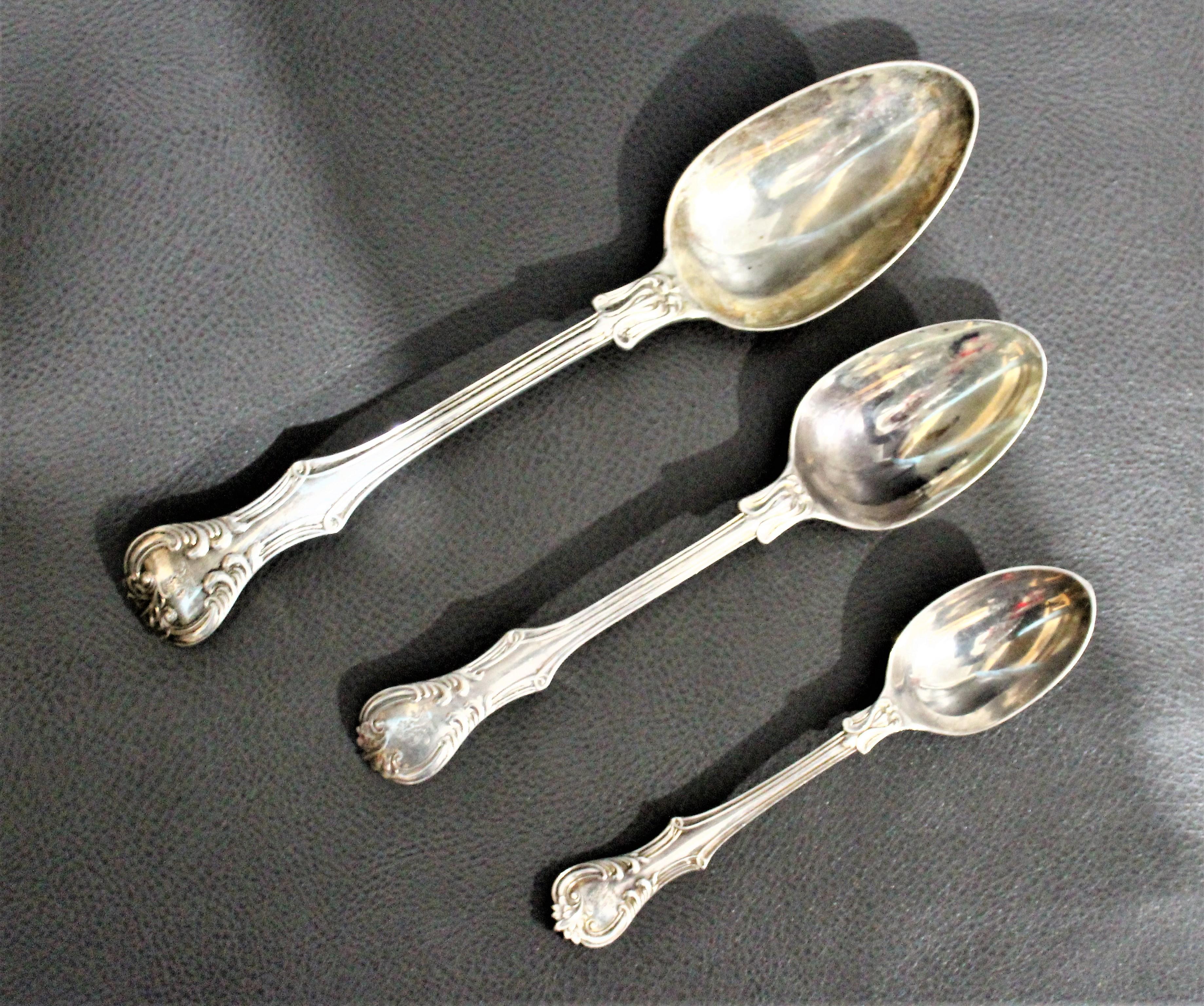Metalwork George Adams Antique Victorian English Sterling Silver Flatware Set   For Sale