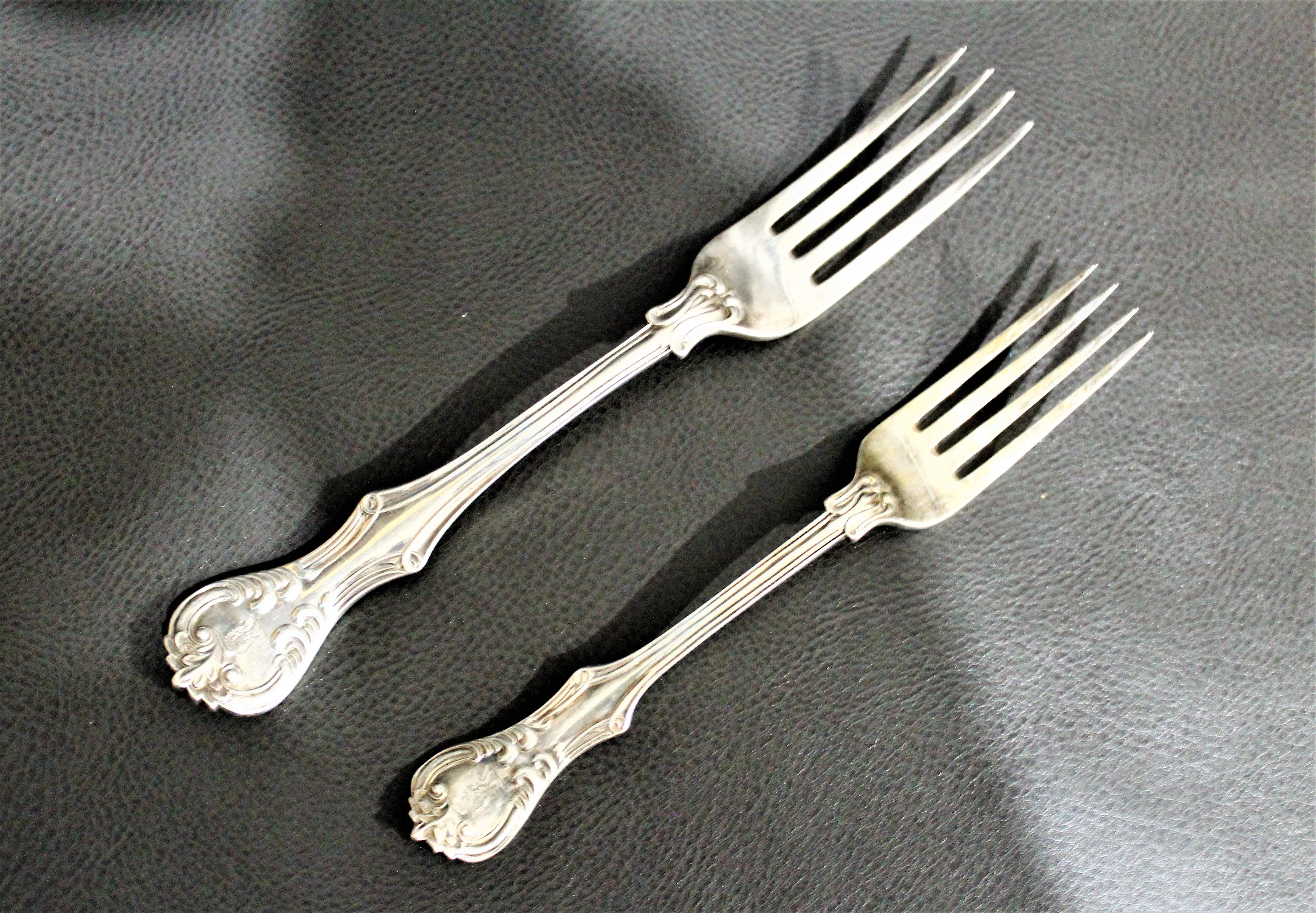 19th Century George Adams Antique Victorian English Sterling Silver Flatware Set   For Sale