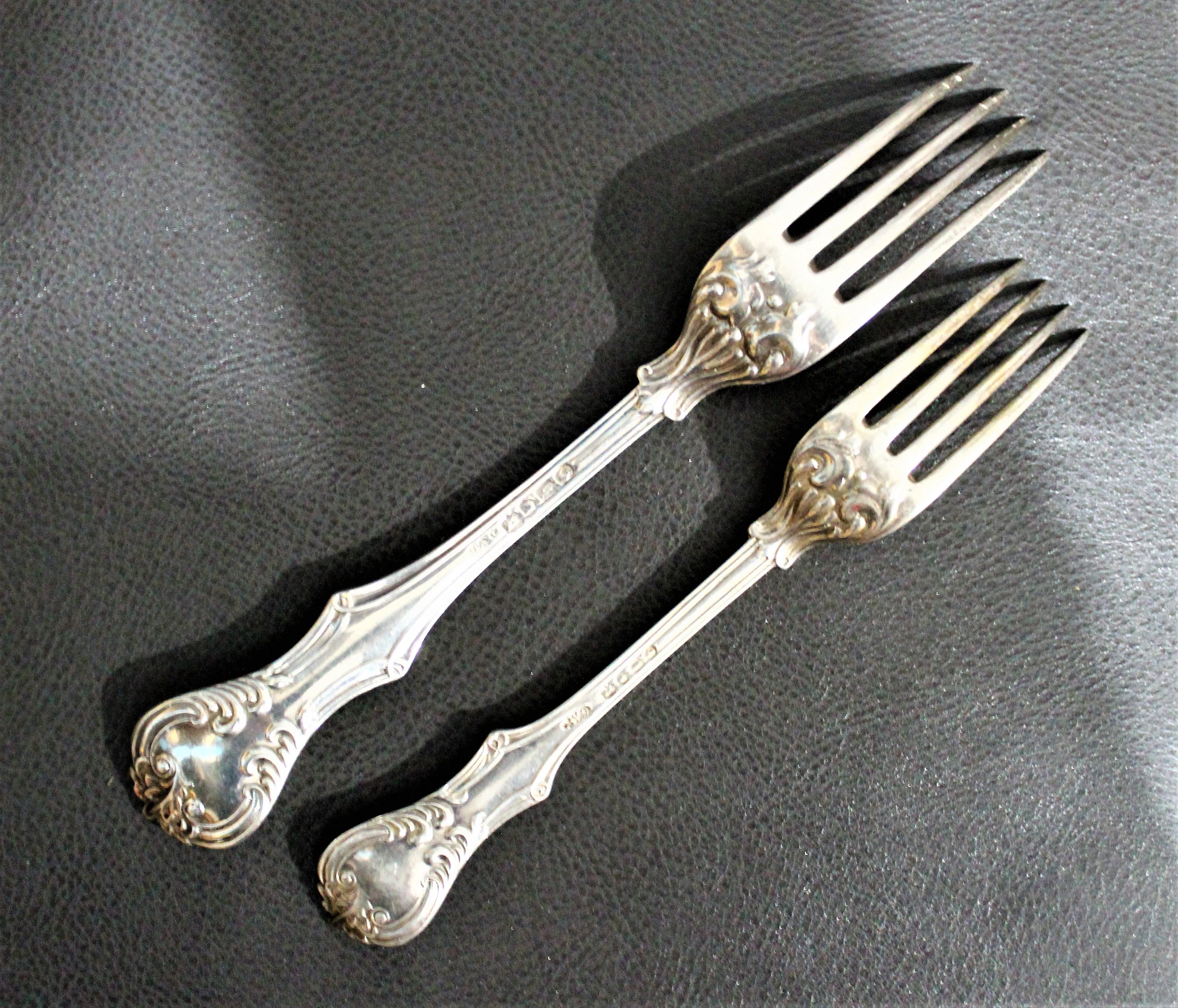 George Adams Antique Victorian English Sterling Silver Flatware Set   For Sale 1