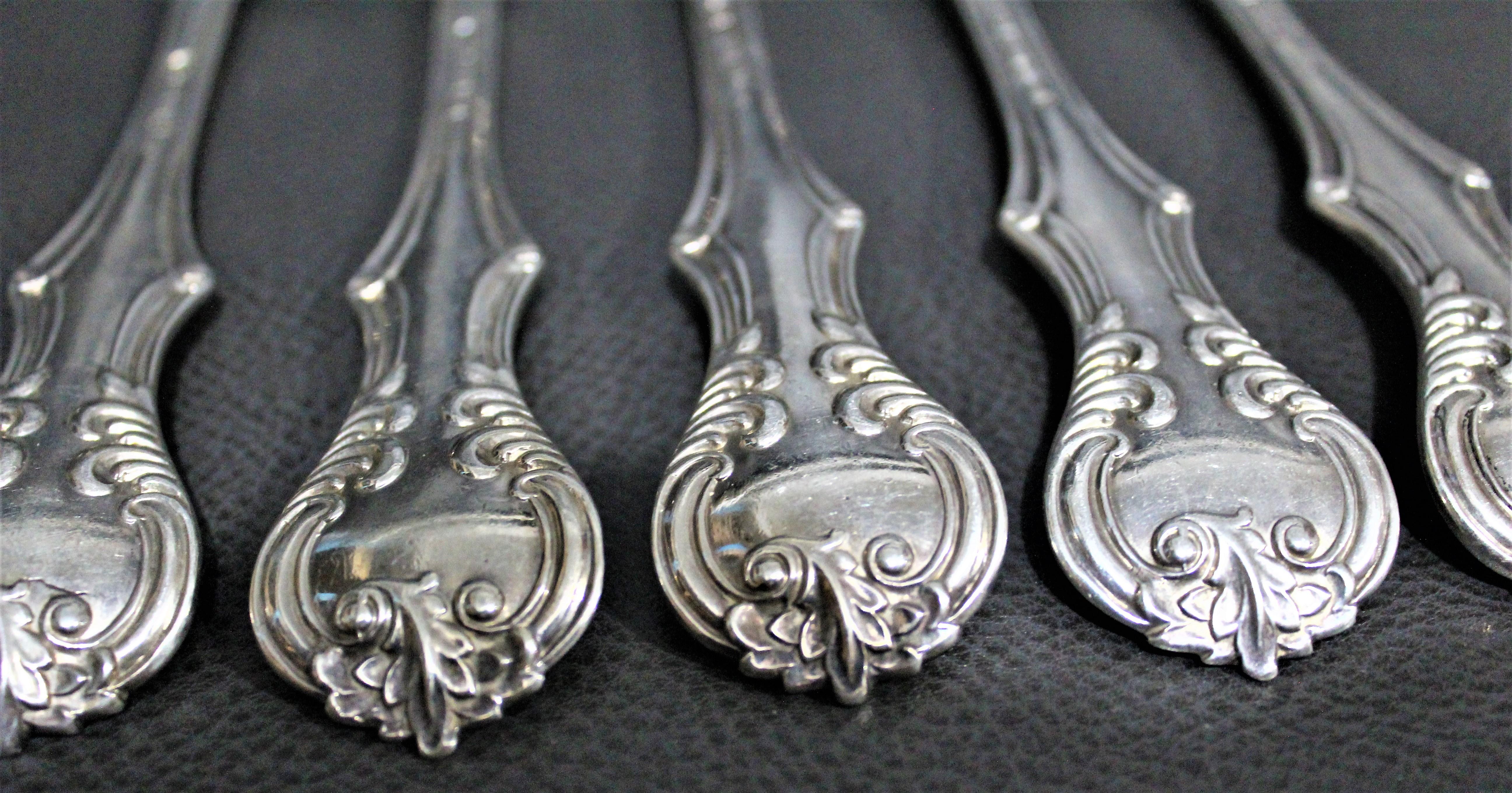 George Adams Antique Victorian English Sterling Silver Flatware Set   For Sale 2