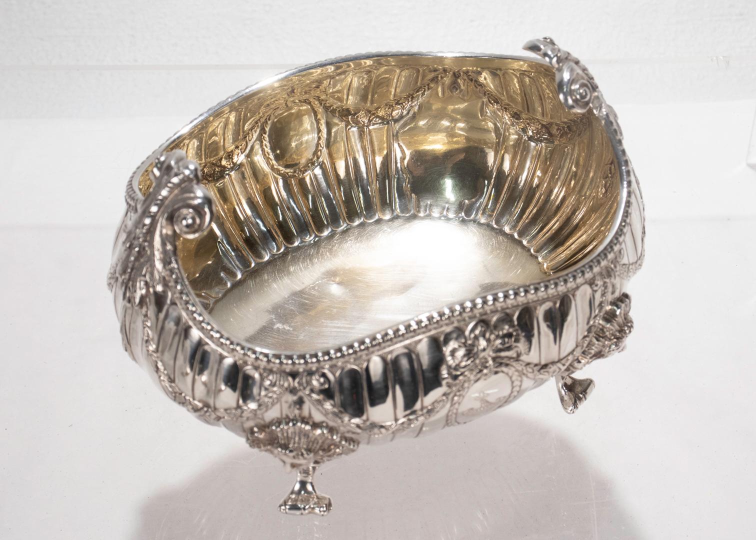 Antique Victorian English Sterling Silver Footed Bowl by George Aldwinckle For Sale 6