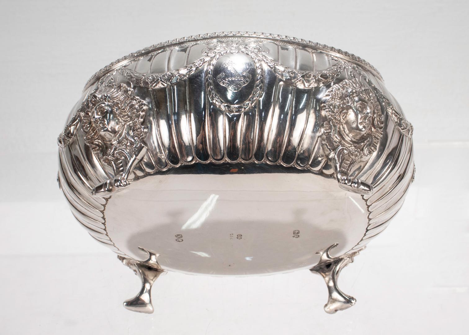 Antique Victorian English Sterling Silver Footed Bowl by George Aldwinckle For Sale 7