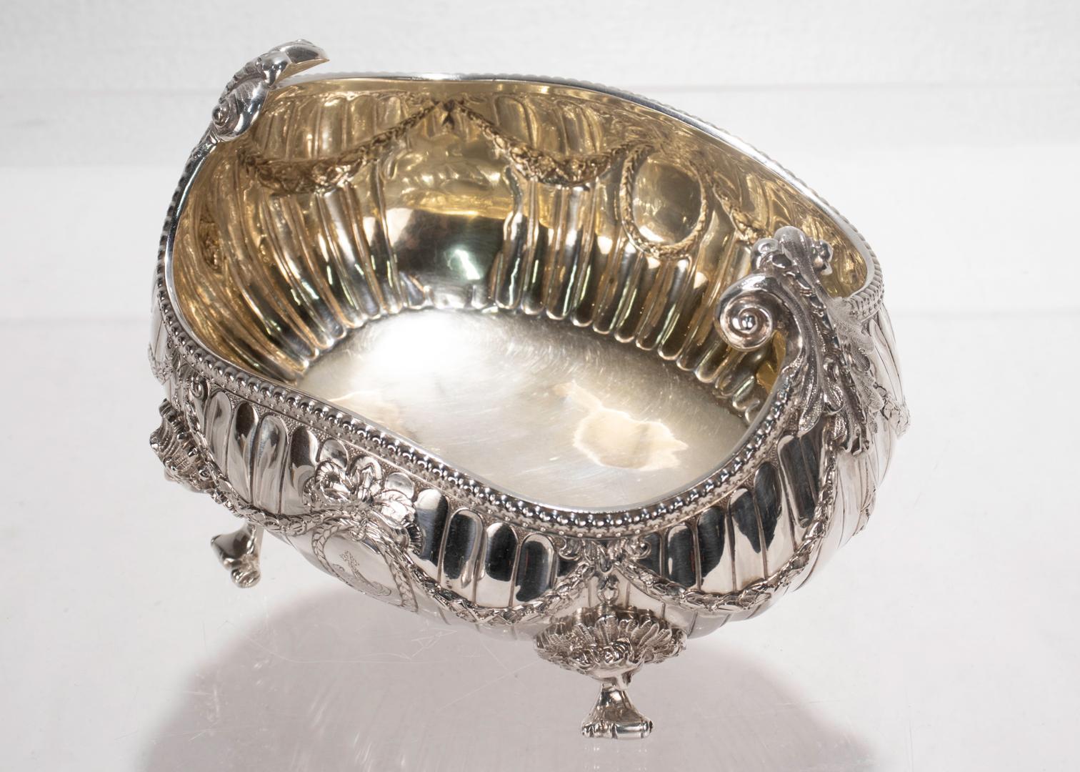 Antique Victorian English Sterling Silver Footed Bowl by George Aldwinckle For Sale 4