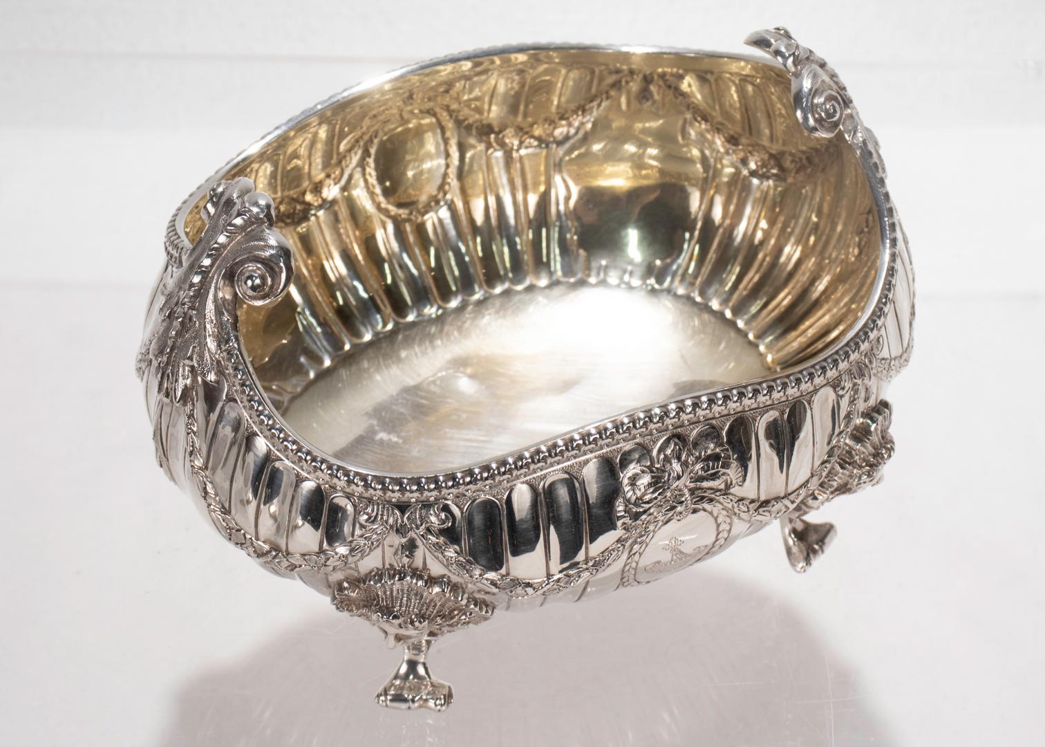 Antique Victorian English Sterling Silver Footed Bowl by George Aldwinckle For Sale 5