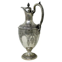 Antique Victorian English Sterling Silver Gilt Wine Ewer Claret Jug Pitcher 1872