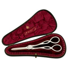 Antique Victorian English Sterling Silver Grape Scissors