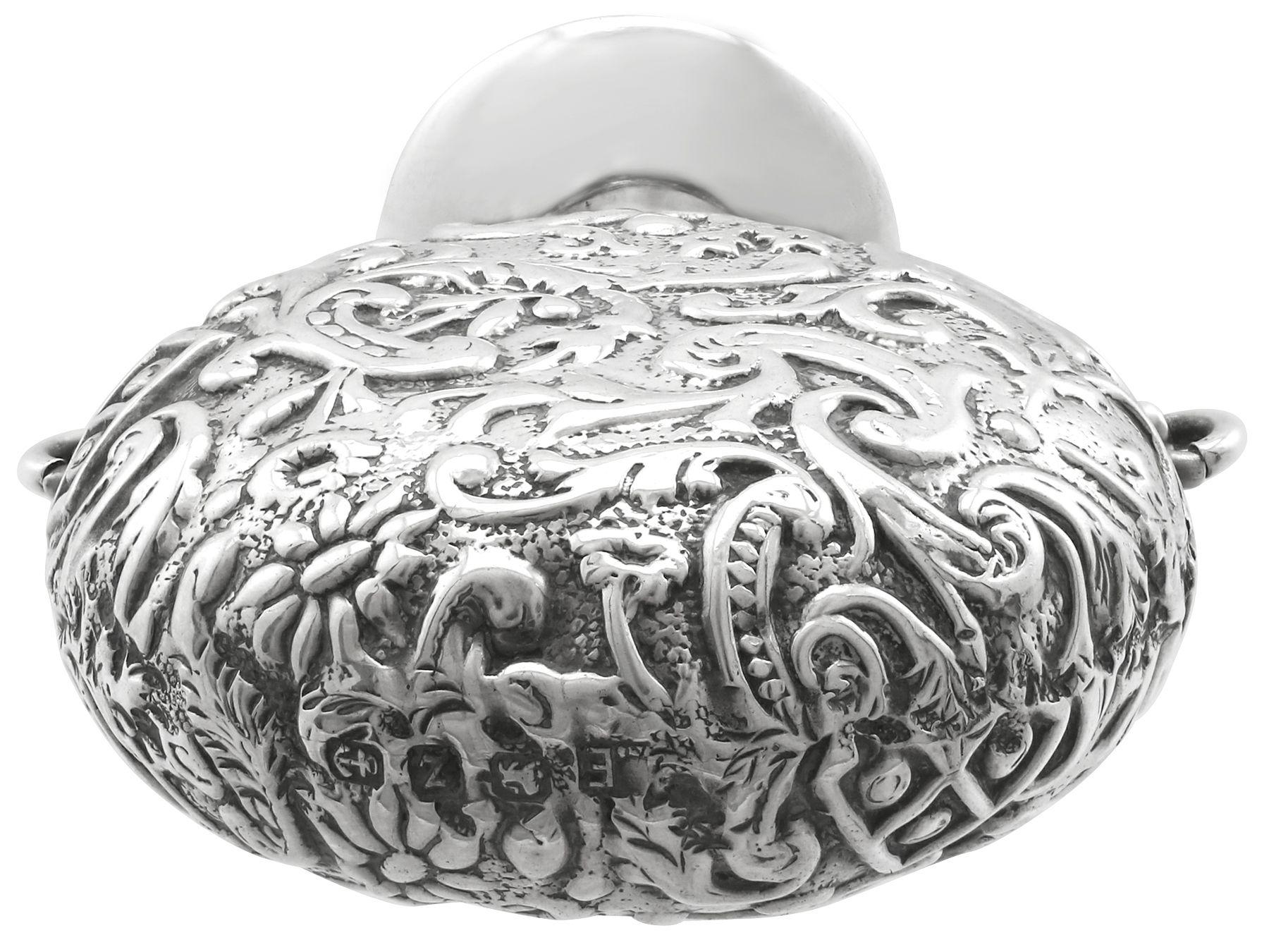 Lawrence Emanuel Antique Victorian English Sterling Silver Scent Flask For Sale 2