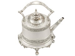 Antique Victorian English Sterling Silver Spirit Tea Kettle