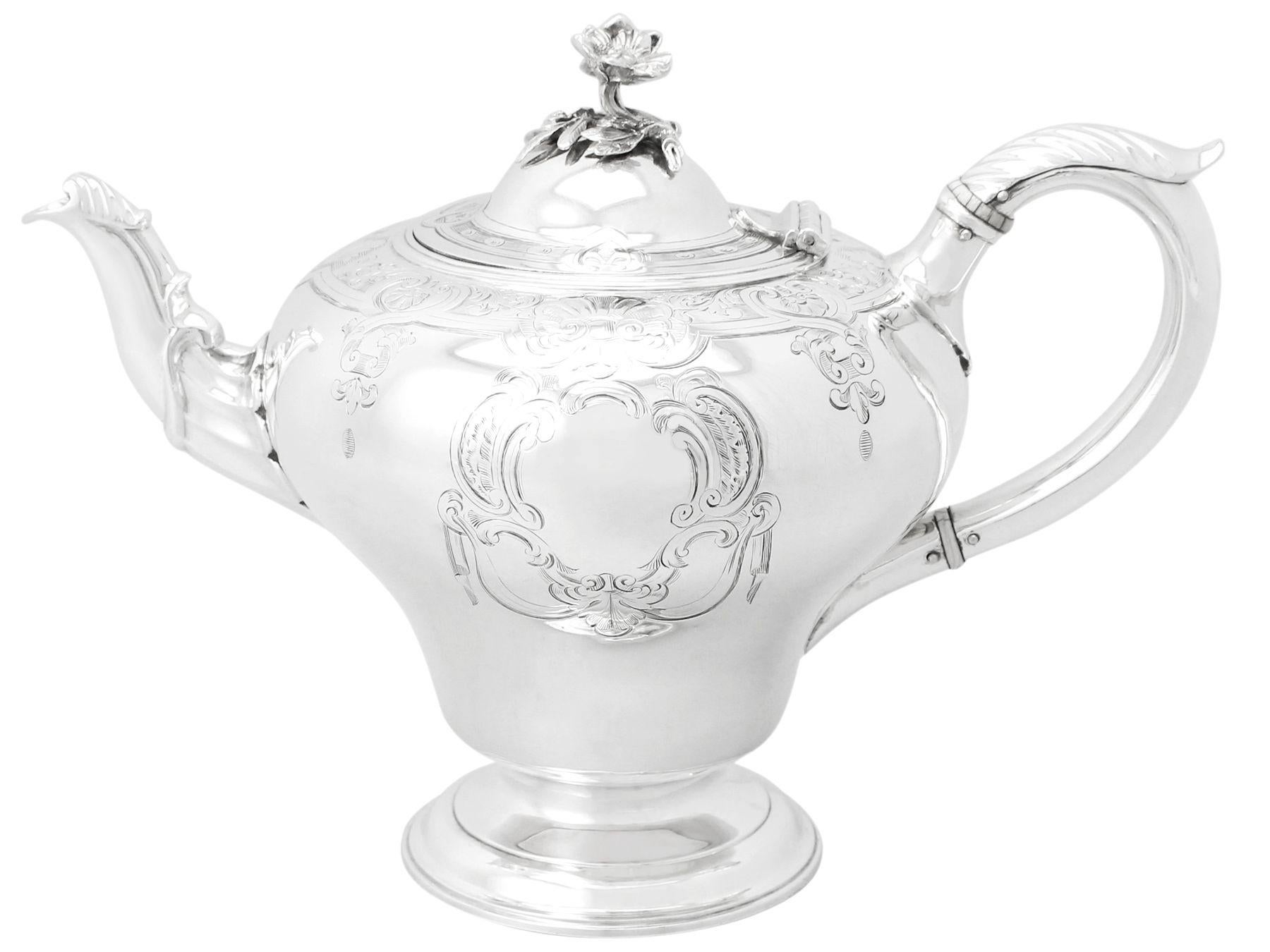 19th Century Victorian English Sterling Silver Three Piece Tea Service For Sale