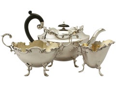 Antique Victorian English Sterling Silver Three-Piece Tea Service