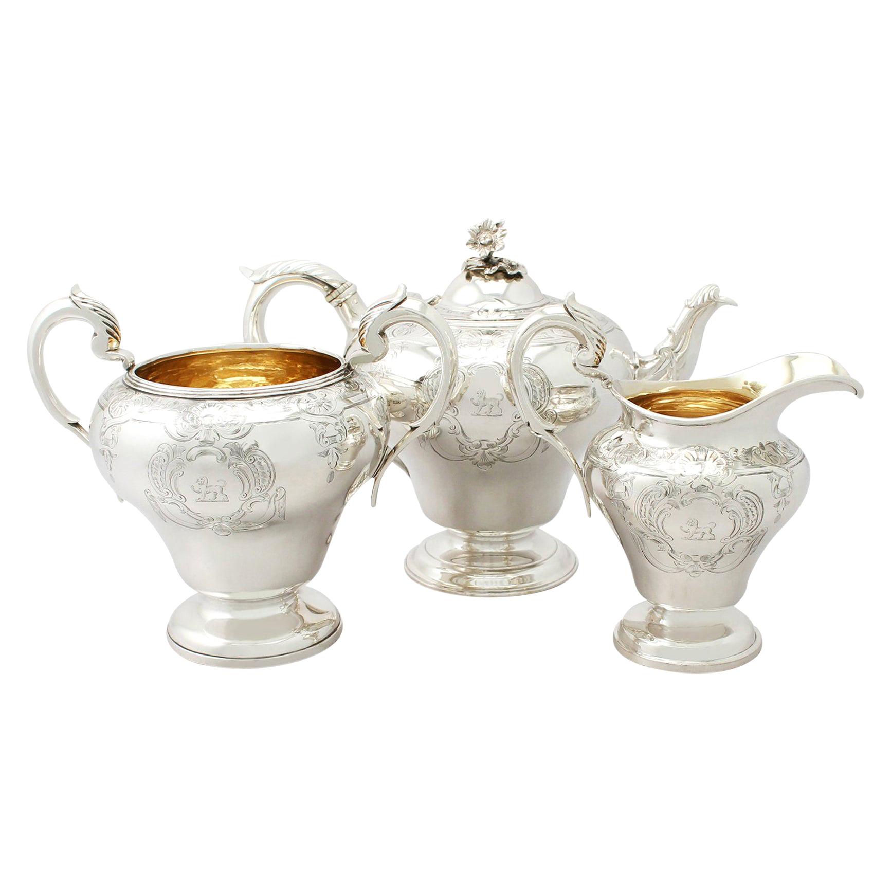 Antique Victorian English Sterling Silver Three-Piece Tea Service