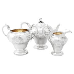 Victorian English Sterling Silver Three Piece Tea Service