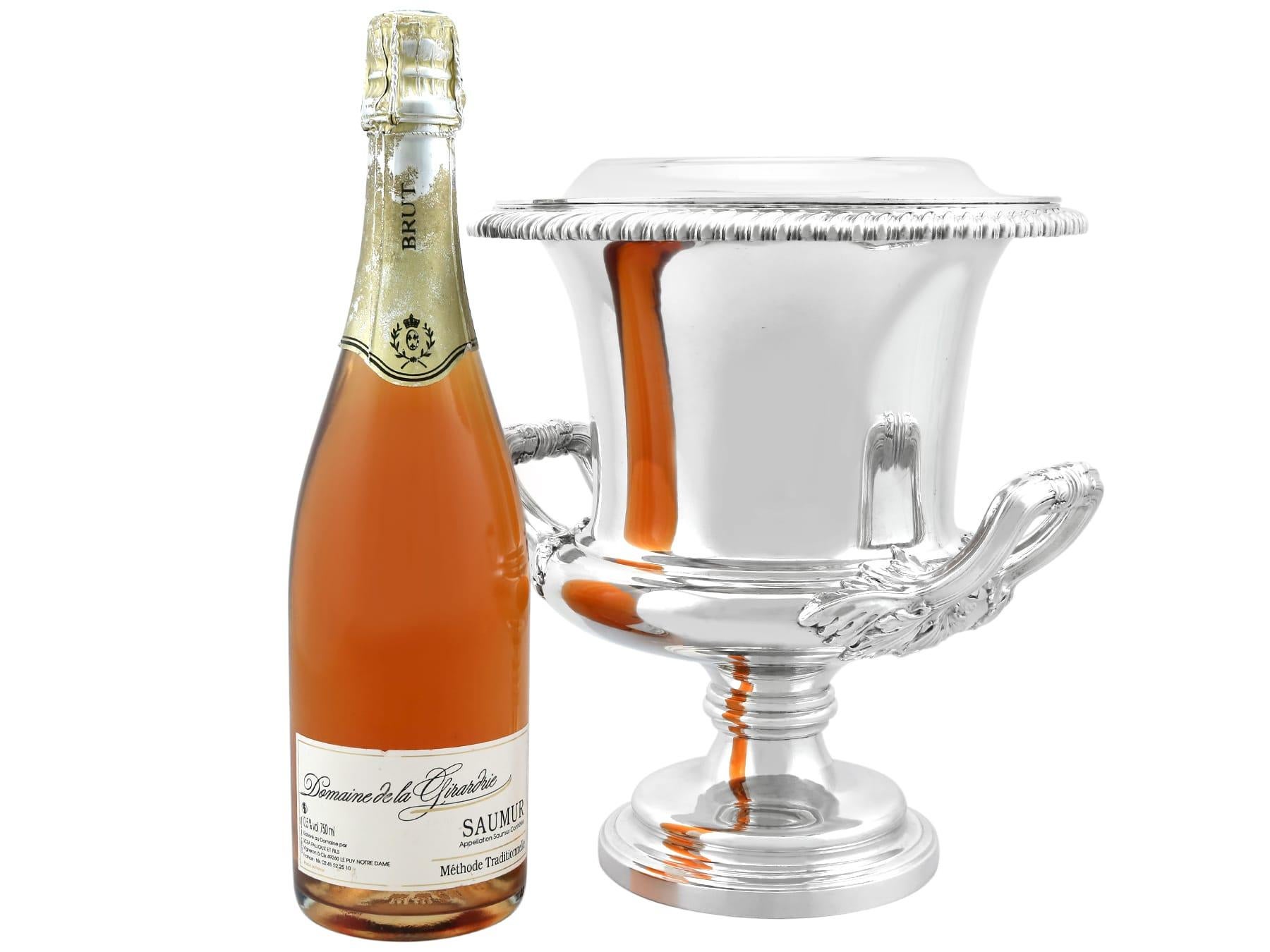 Ancien refroidisseur à vin en argent sterling de style victorien anglais Excellent état - En vente à Jesmond, Newcastle Upon Tyne