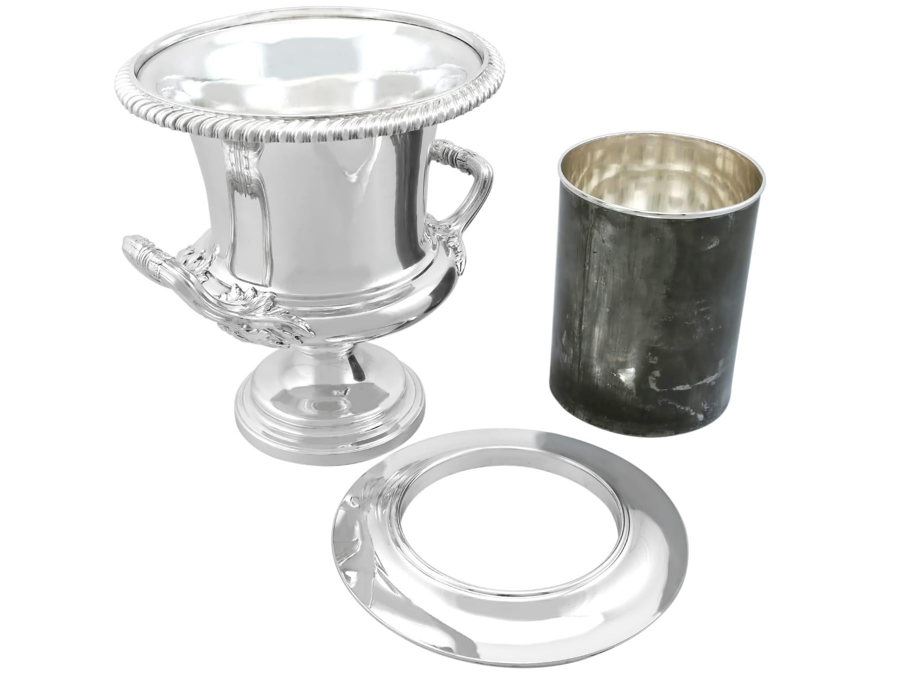 Argent sterling Ancien refroidisseur à vin en argent sterling de style victorien anglais en vente