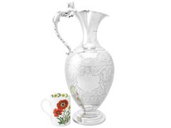 Antike viktorianische englische Weinkanne aus Sterlingsilber