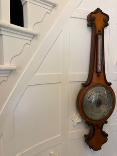 Antique Victorian English Walnut Wheel Barometer by G & L Guanziroli London