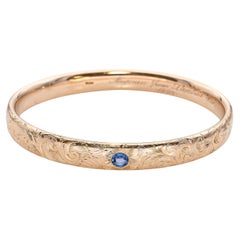 Antique Victorian Engraved 14k Yellow Gold Sapphire Bangle Bracelet