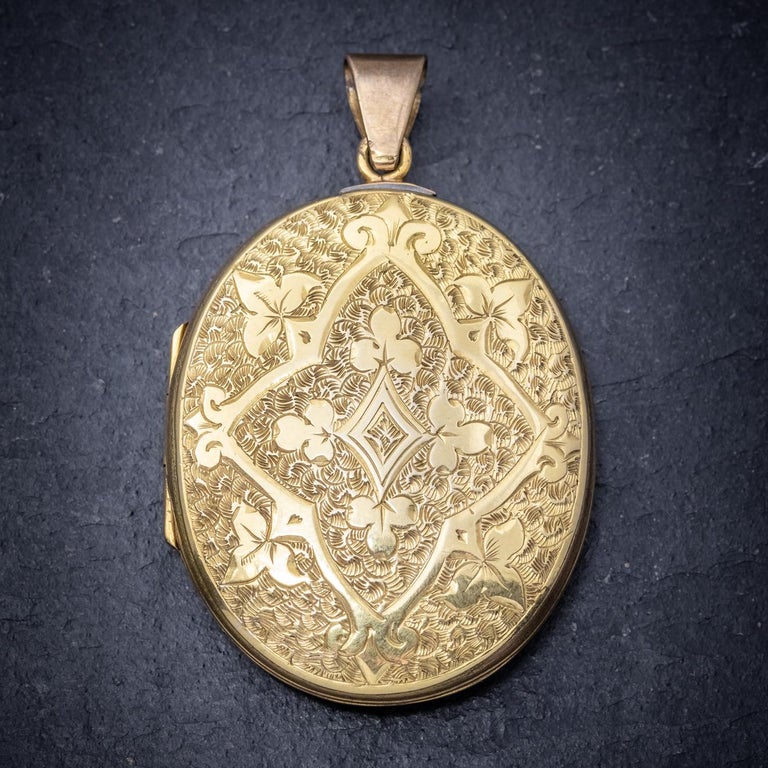 Antique Victorian Engraved 18 Carat Gold, circa 1880 Locket at 1stDibs