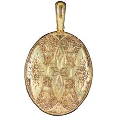 Antique Victorian Engraved Solid 15 Carat Gold Locket, circa 1900