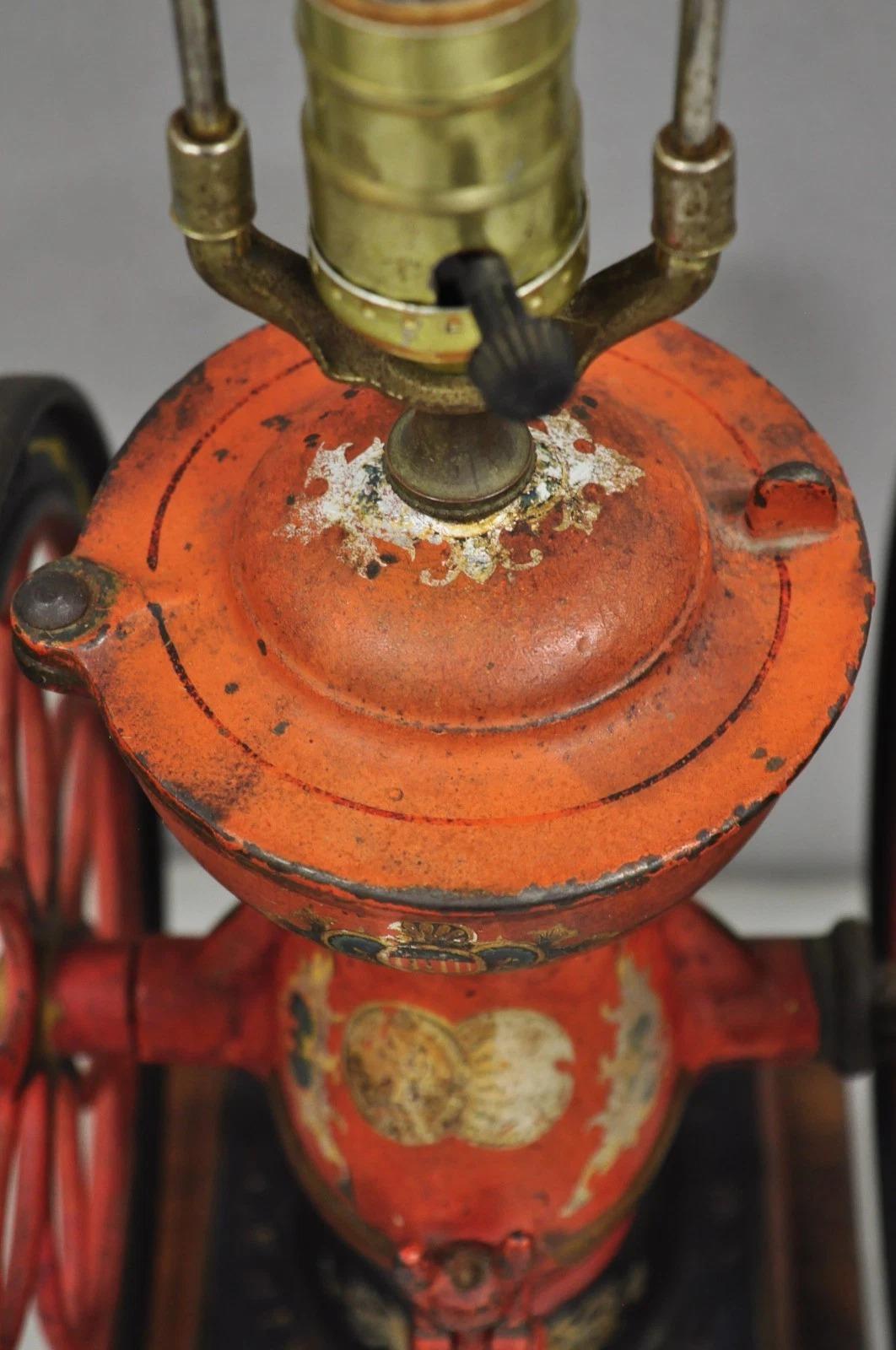 Antique Victorian Enterprise Phila. Red Cast Iron Coffee Mill Grinder Table Lamp For Sale 1