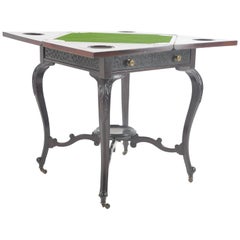Antique Victorian Envelope Top Card Table, Mahogany, B1115