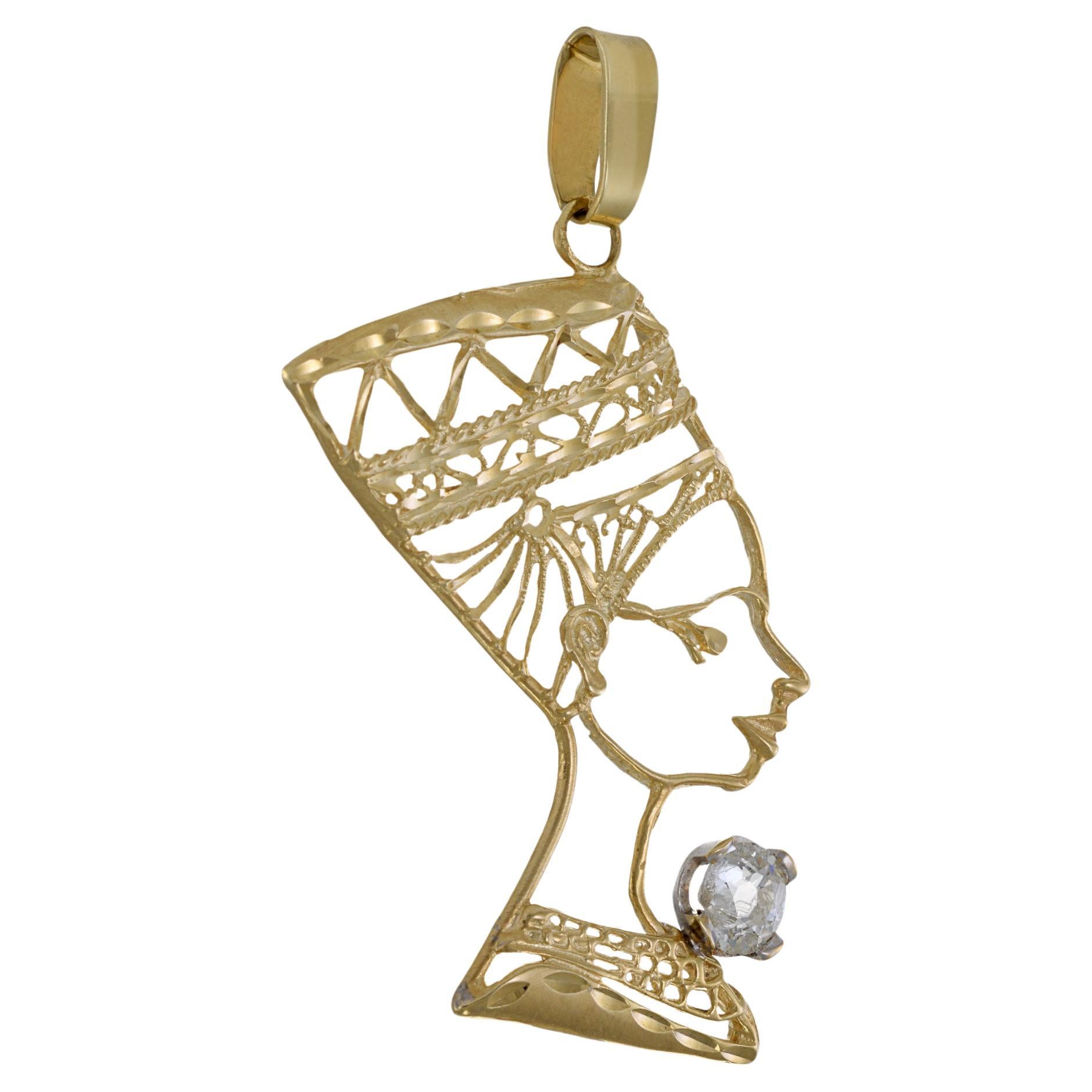 Antique Victorian Era 14KT Nefertiti Diamond Pendant