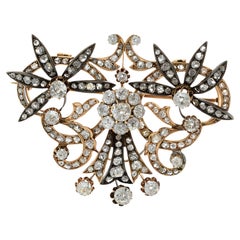 Antique Victorian Era 14KT Rose Gold and Diamond Brooch