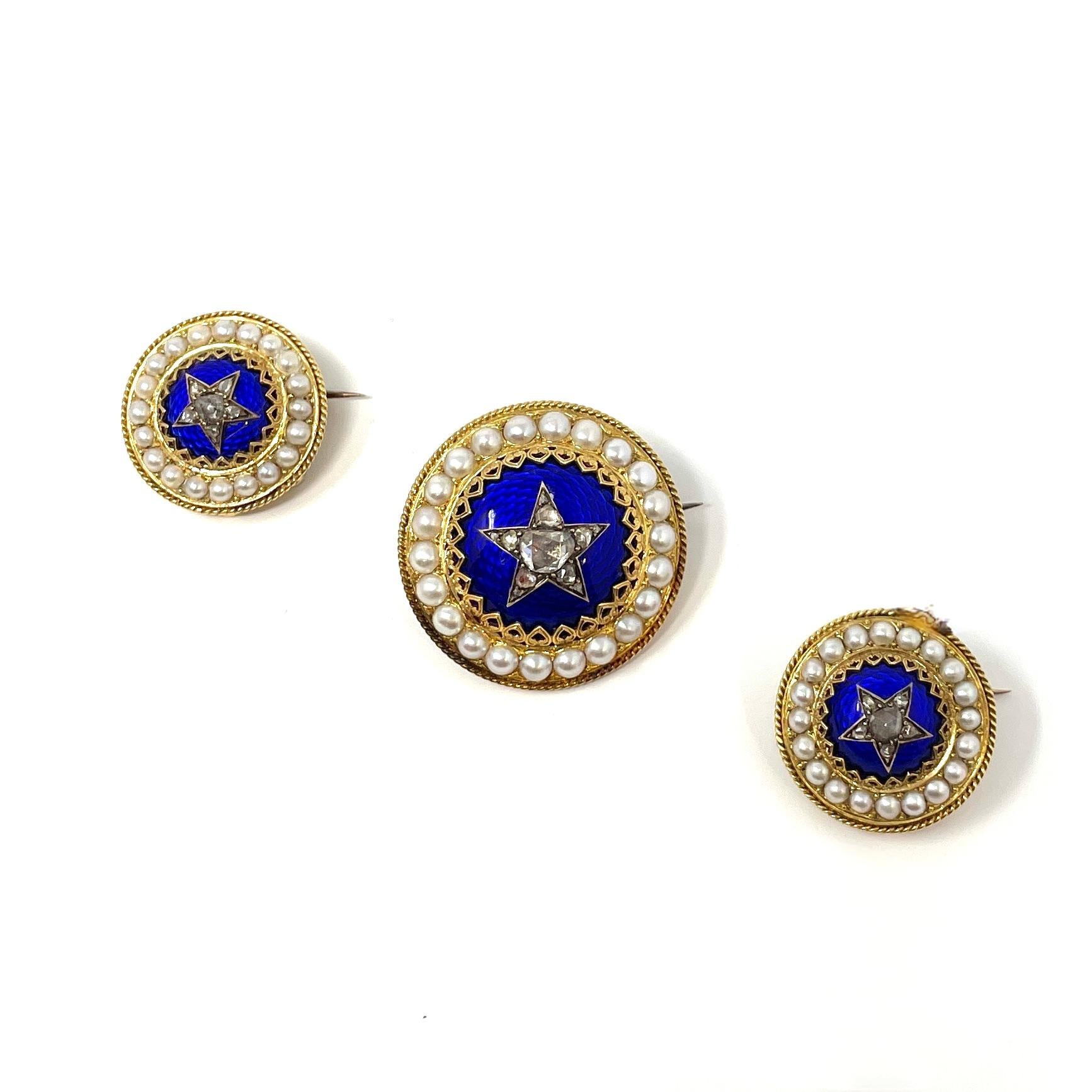 Antique Victorian Era 15 Carat Gold, Enamel, Pearl and Diamond Swag Necklace For Sale 1